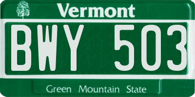 VT license plate BWY503