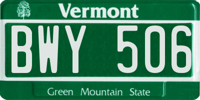 VT license plate BWY506