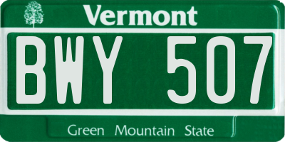 VT license plate BWY507