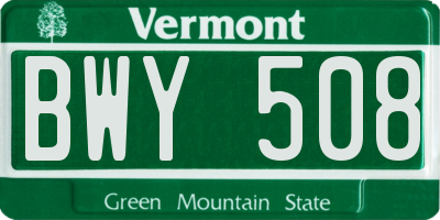 VT license plate BWY508