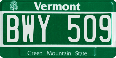VT license plate BWY509