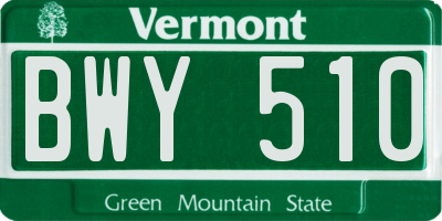 VT license plate BWY510