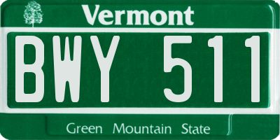 VT license plate BWY511