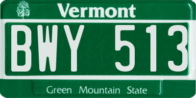 VT license plate BWY513