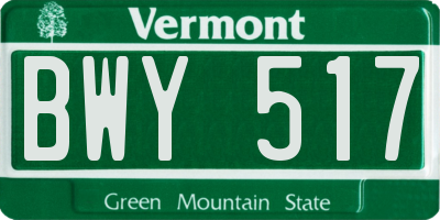 VT license plate BWY517