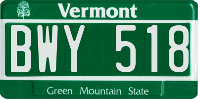 VT license plate BWY518