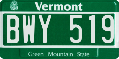 VT license plate BWY519