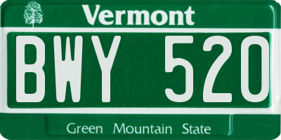 VT license plate BWY520