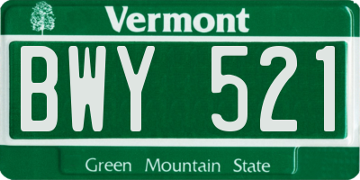 VT license plate BWY521