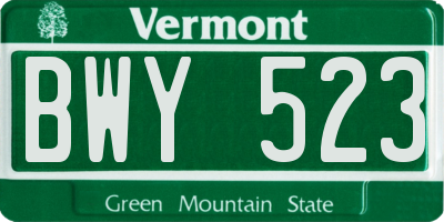 VT license plate BWY523