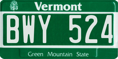 VT license plate BWY524