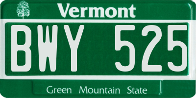 VT license plate BWY525