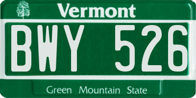 VT license plate BWY526