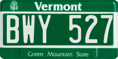 VT license plate BWY527