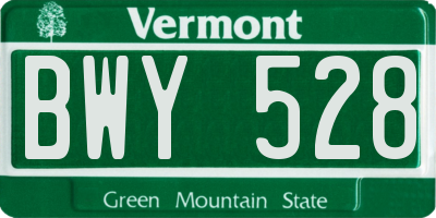 VT license plate BWY528
