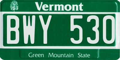 VT license plate BWY530