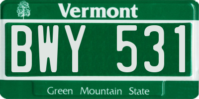 VT license plate BWY531