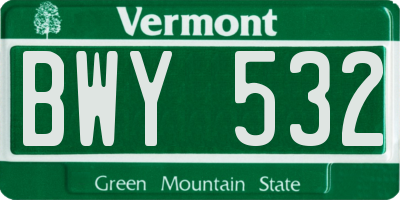 VT license plate BWY532