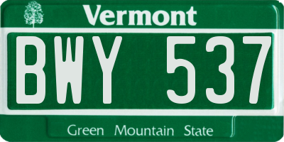 VT license plate BWY537
