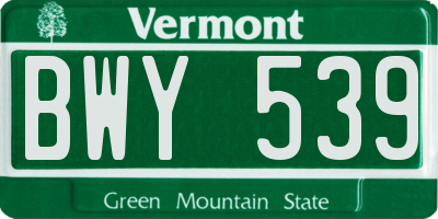 VT license plate BWY539