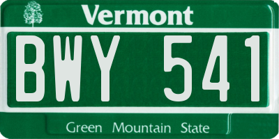 VT license plate BWY541