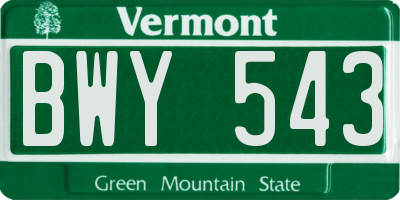 VT license plate BWY543