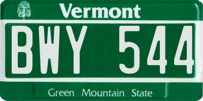 VT license plate BWY544