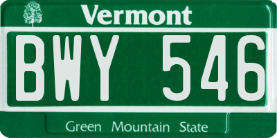 VT license plate BWY546