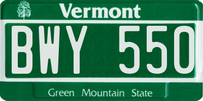 VT license plate BWY550