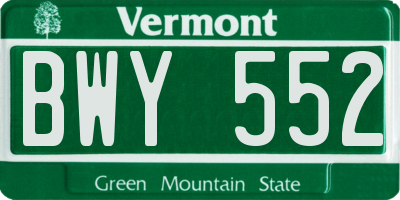 VT license plate BWY552