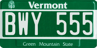 VT license plate BWY555