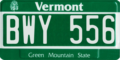 VT license plate BWY556