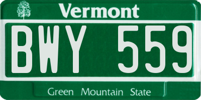 VT license plate BWY559