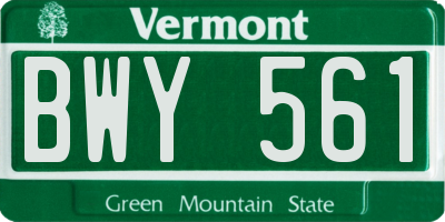 VT license plate BWY561