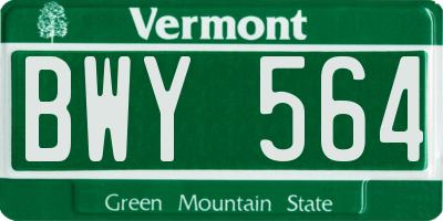 VT license plate BWY564