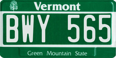 VT license plate BWY565