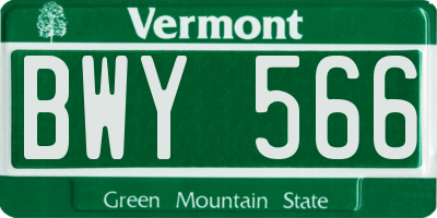 VT license plate BWY566