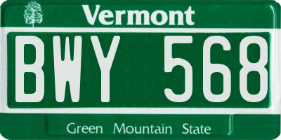 VT license plate BWY568