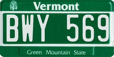 VT license plate BWY569