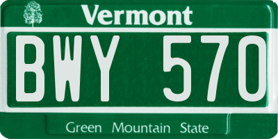 VT license plate BWY570