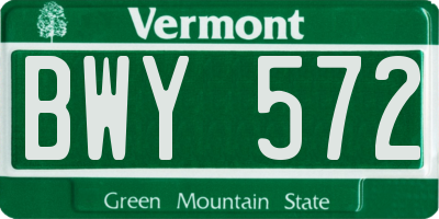VT license plate BWY572