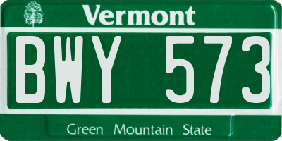 VT license plate BWY573
