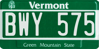 VT license plate BWY575