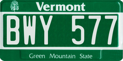 VT license plate BWY577