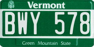 VT license plate BWY578
