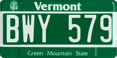 VT license plate BWY579