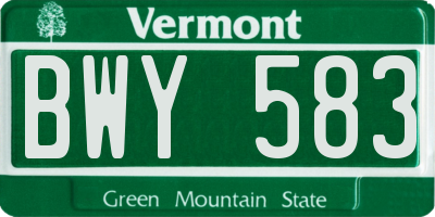 VT license plate BWY583