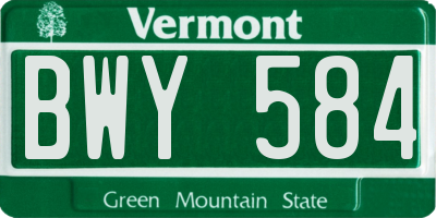 VT license plate BWY584