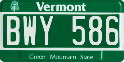 VT license plate BWY586