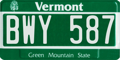 VT license plate BWY587